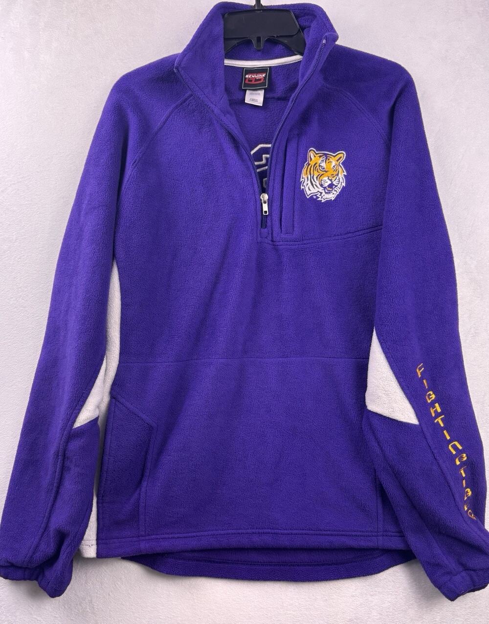 Fleece Jacket Mens Medium Purple LSU Tigers Genuine Stuff Embroidered Logo